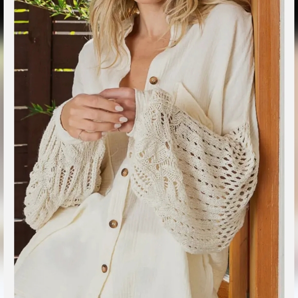 Sage oversized sweater sleeve button up size medium - Picture 9 of 10